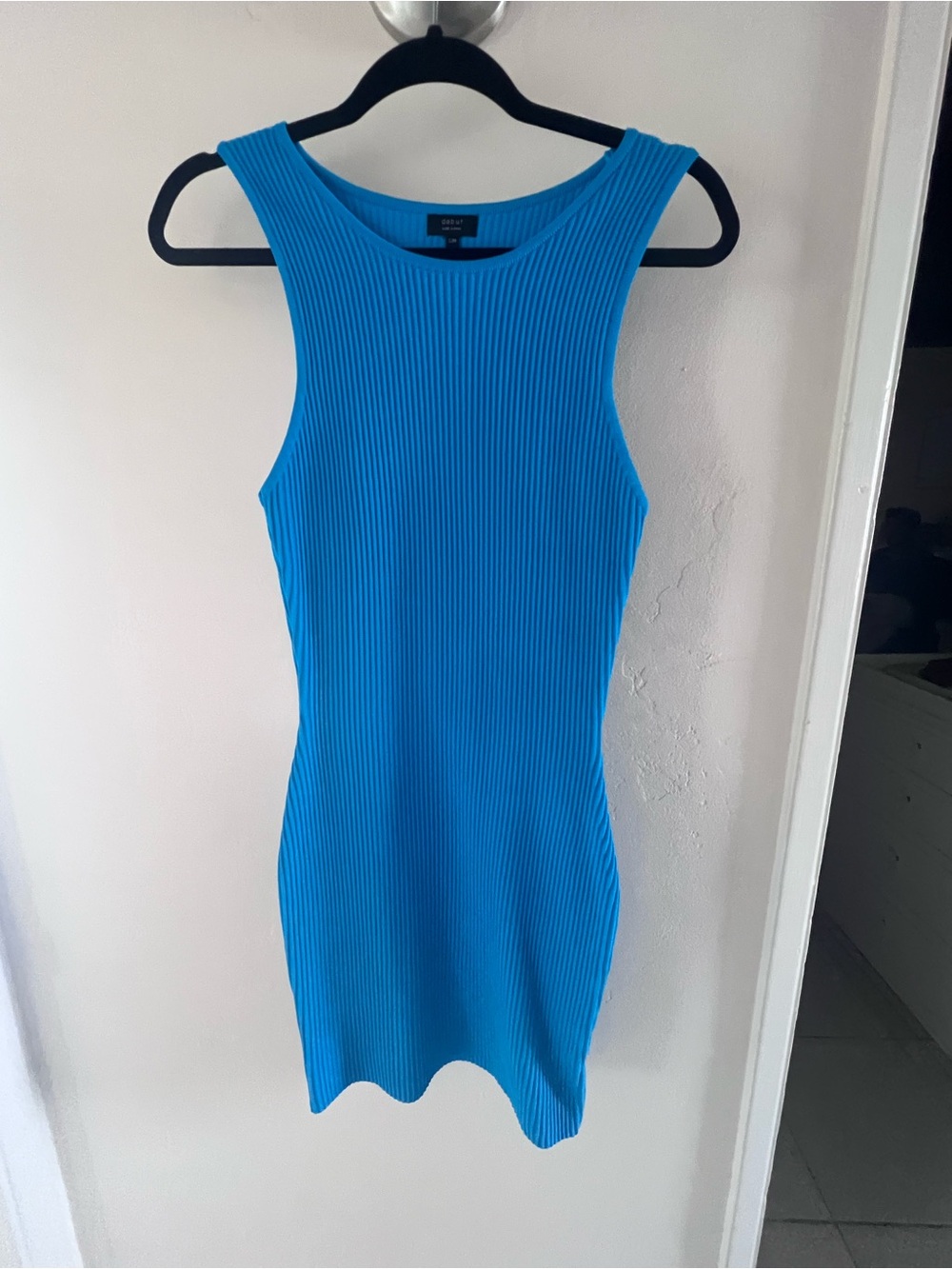 Ribbed Tank Bodycon Dress in Bright Blue
